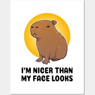 I'm nicer than my face looks Capybara Posters and Art